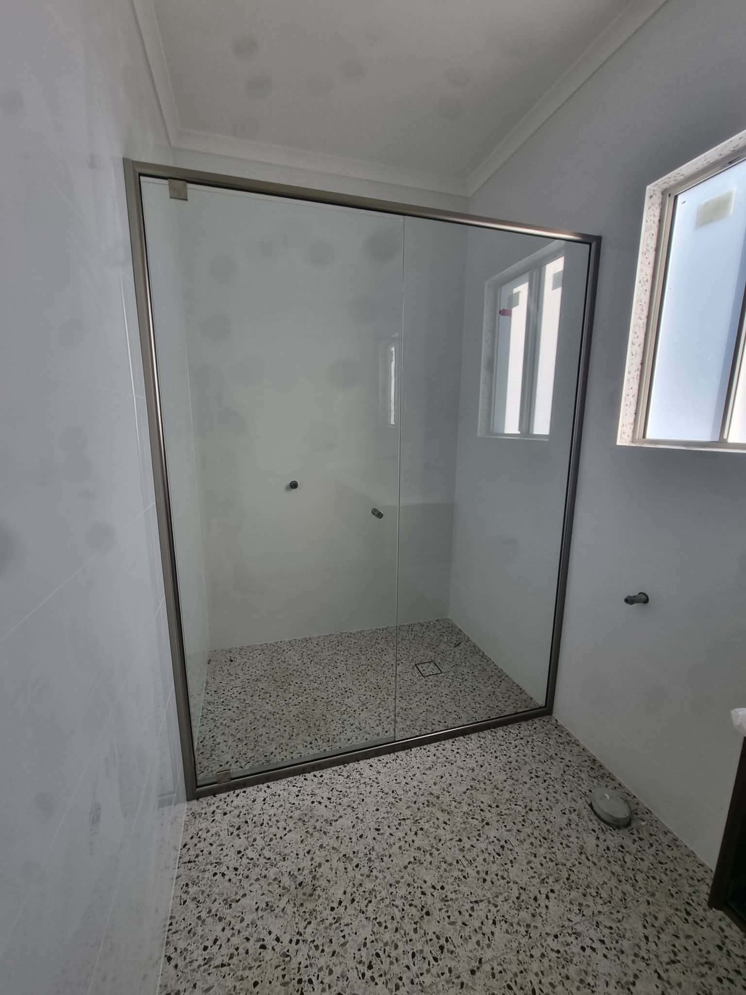 Empty Tiled Shower Area With Glass Enclosure — Nambucca Glass in Nambucca Heads, NSW