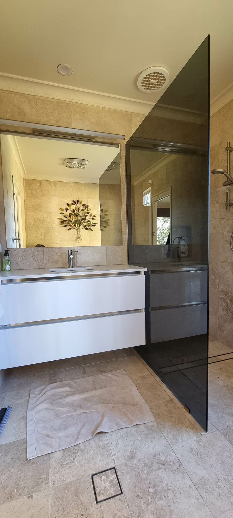 Modern Bathroom with White Vanity — Nambucca Glass in Nambucca Heads, NSW