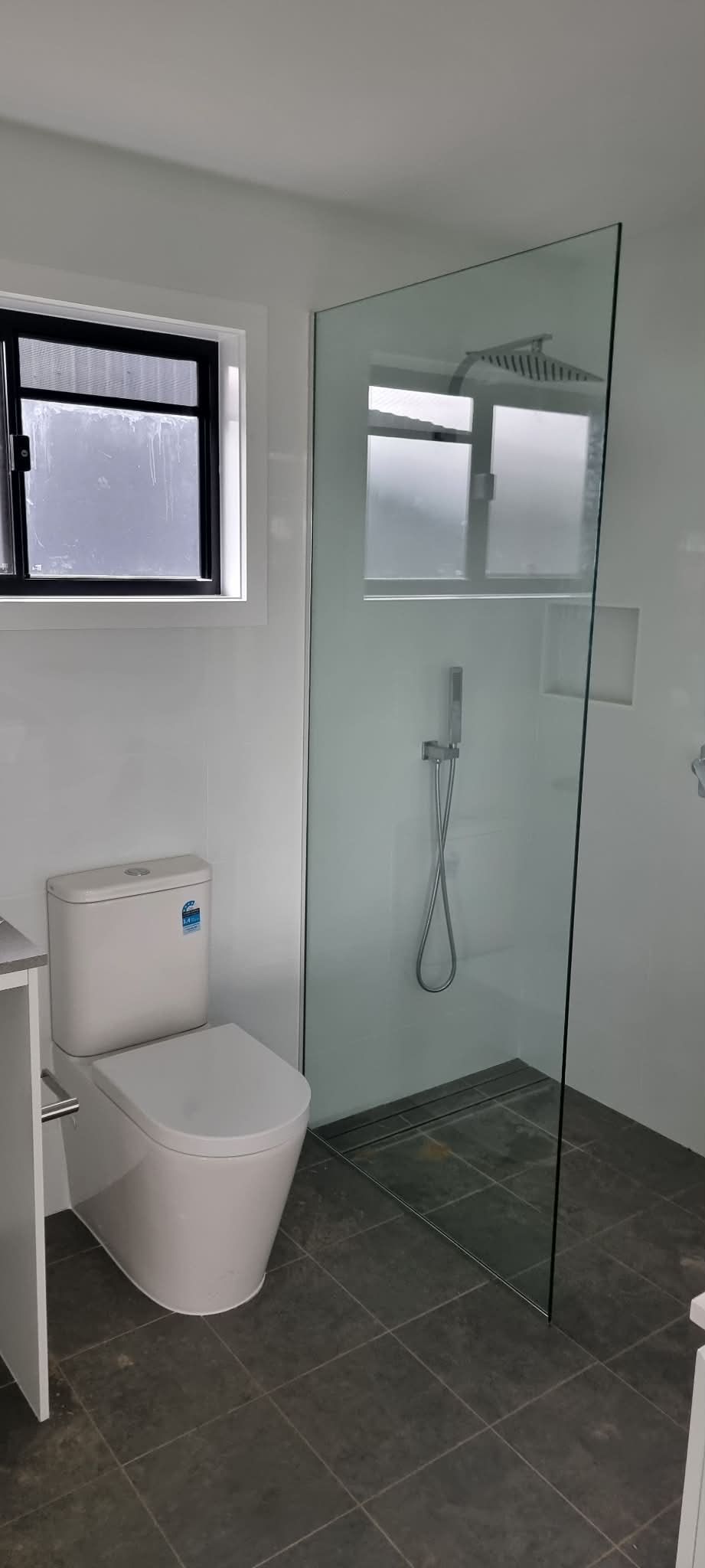 Modern Bathroom with Toilet — Nambucca Glass in Nambucca Heads, NSW