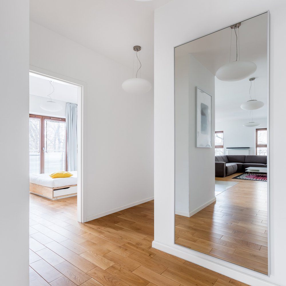 Hall in Modern Apartment with Big Mirror and Passage to the Rooms — Nambucca Glass in Nambucca Heads, NSW
