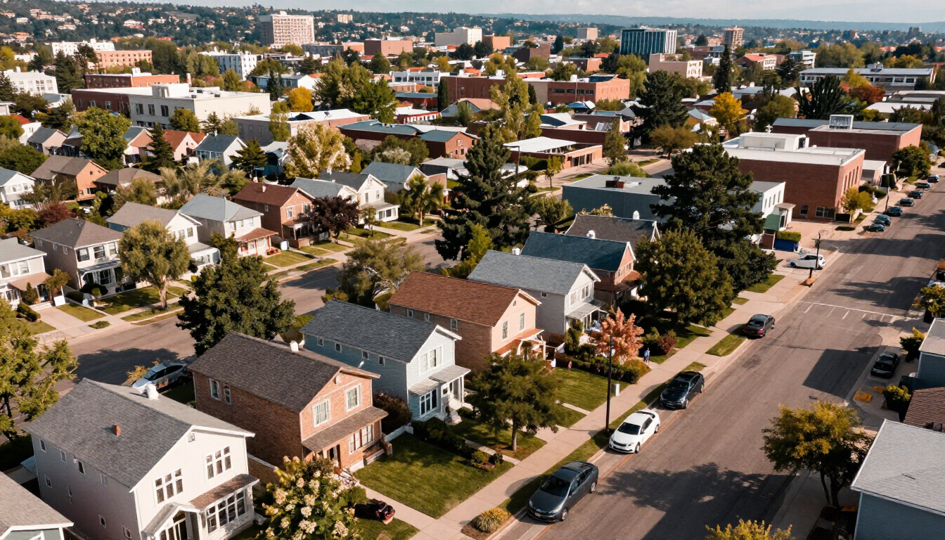 Denver neighborhood aerial view
