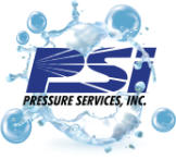The logo for psi pressure services inc. is surrounded by water bubbles.
