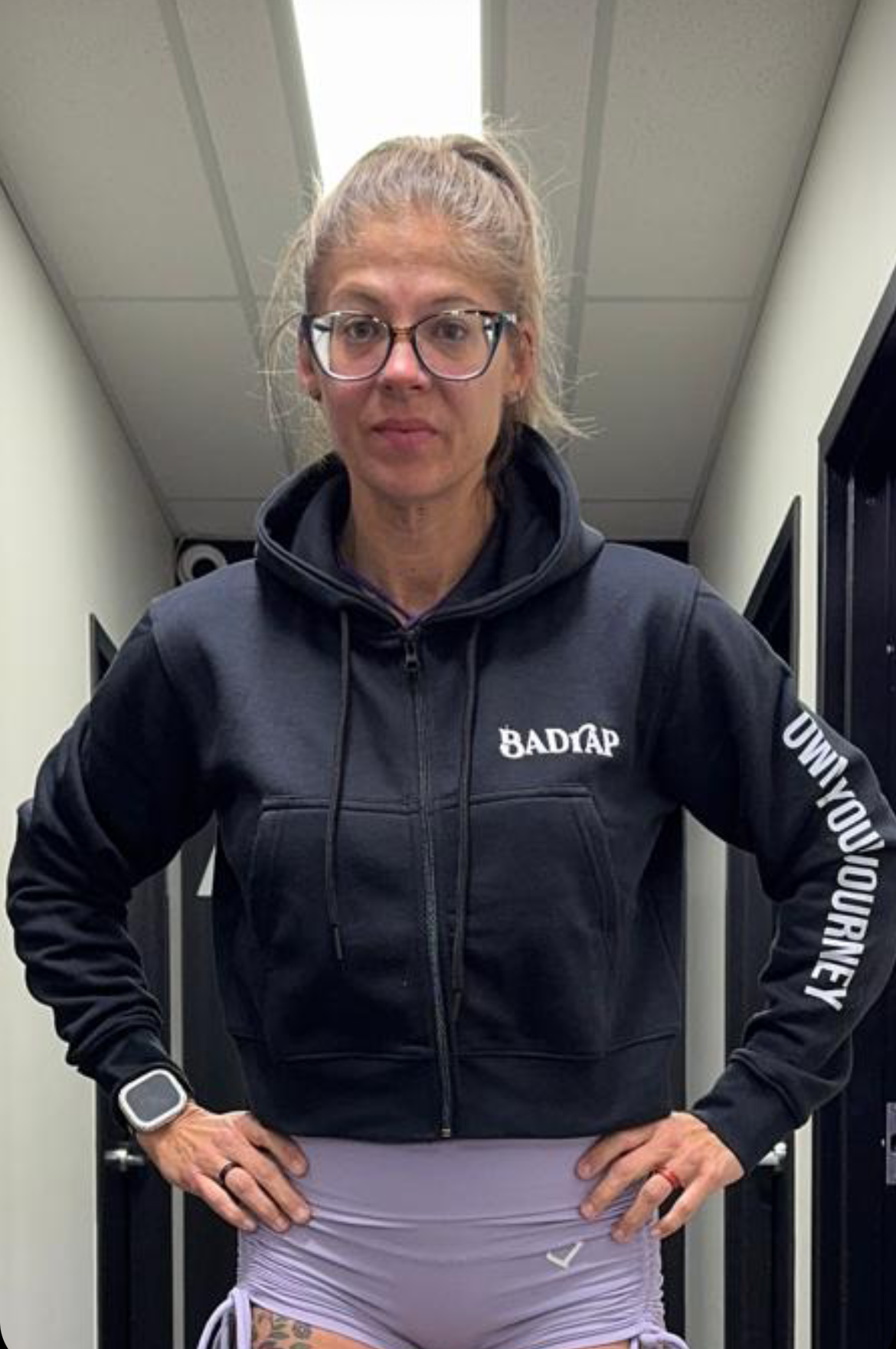 Black Badrap Crop Zip Hoodie