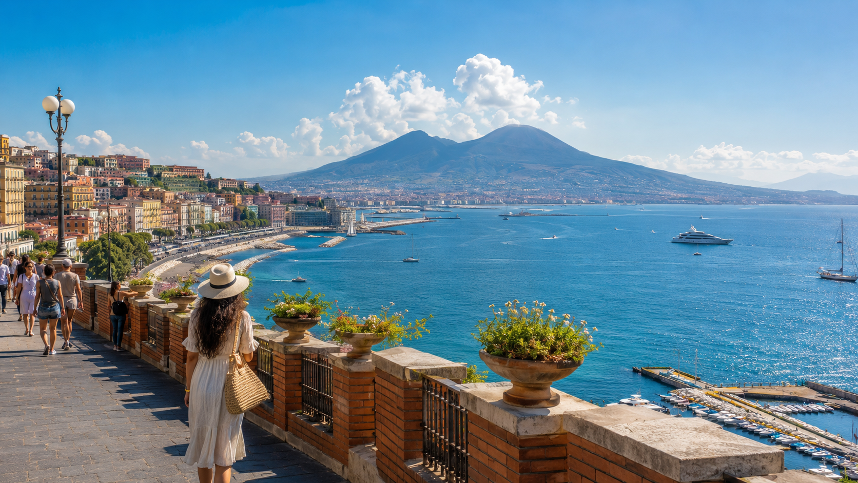 Summer view of Naples, the Bay of Naples and Mount Vesuvius