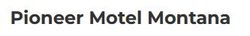 Pioneer Motel Montana logo in bold black text on a white background