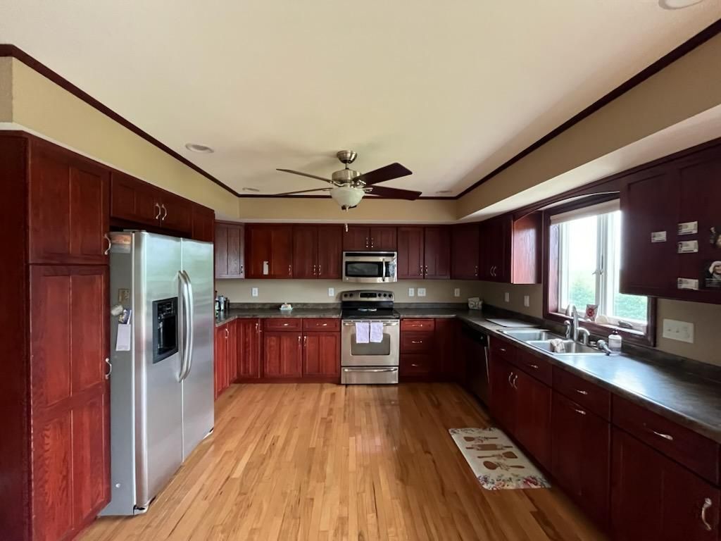 Newly installed custom cabinets in Platteville, WI by Martin Construction