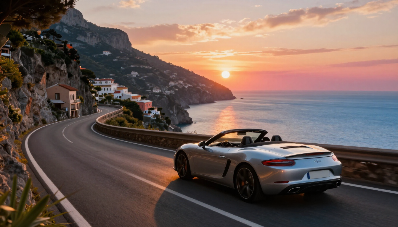 Scenic coastal road drive