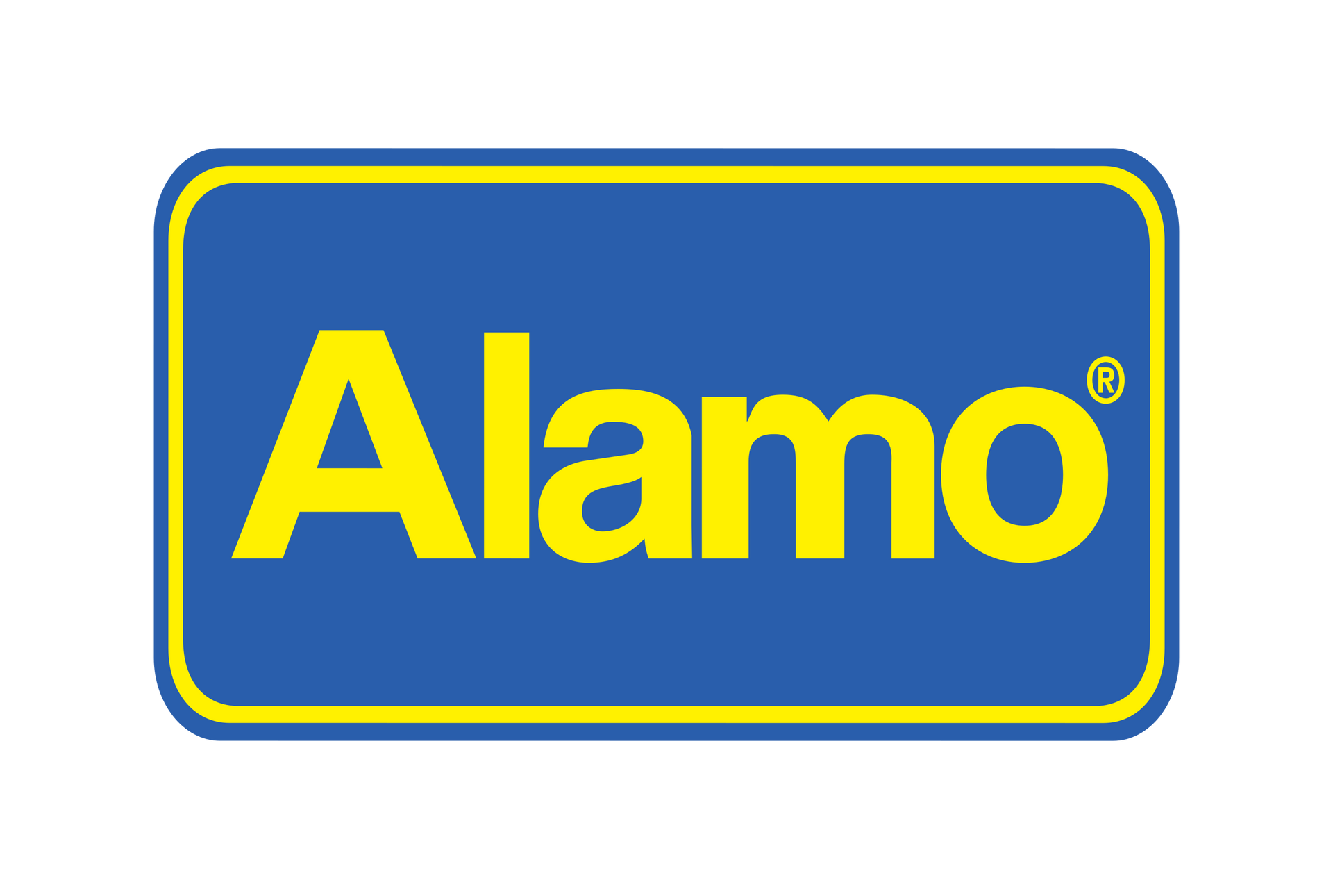 Alamo car rental logo: yellow text