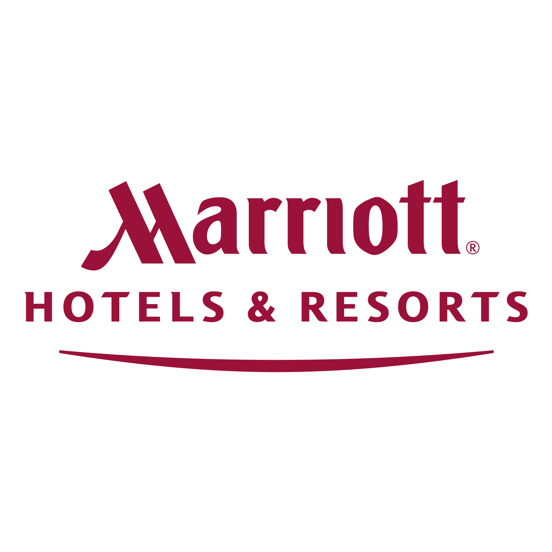 Marriott Hotels & Resorts logo in maroon: stylized