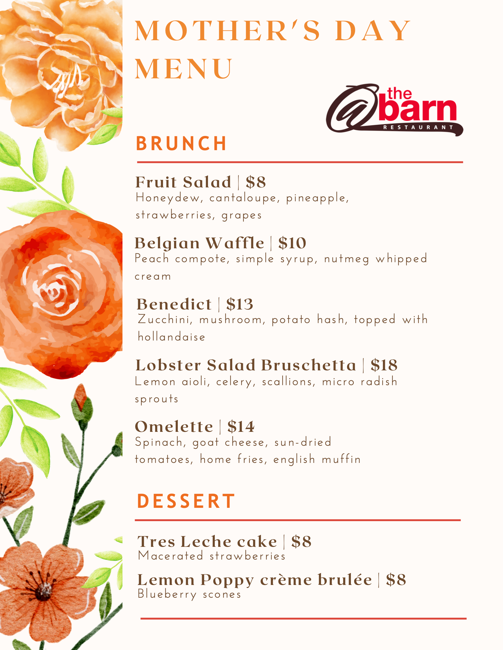 Mother's Day Menu 2023