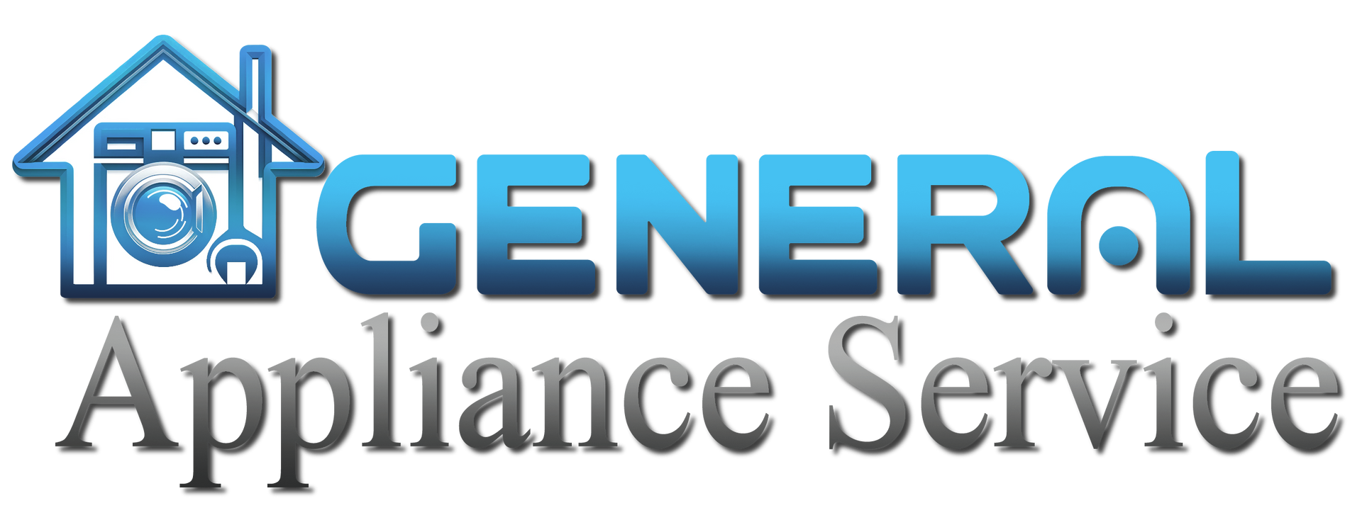 General Appliance Service logo with blue house and appliance icon, blue and gray text