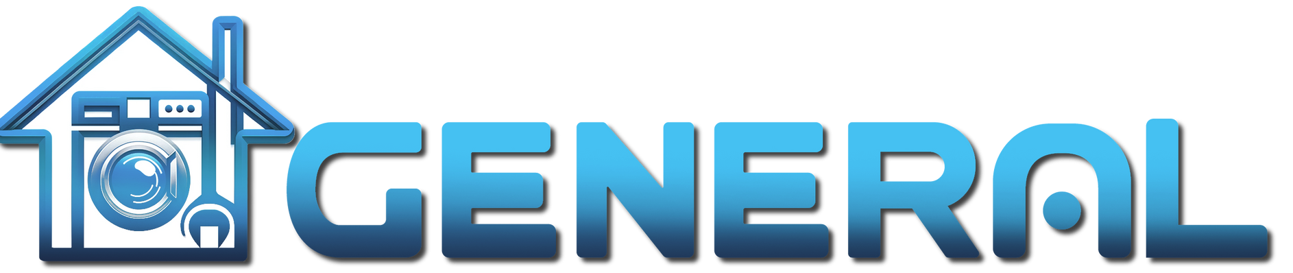 Blue house logo with a front-loading washing machine icon and the word “GENERAL” in blue text
