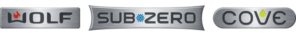 Wolf, Sub-Zero, and Cove brand logos in gray and blue.