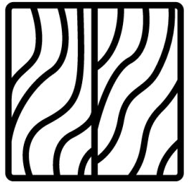 Motif abstrait en noir et blanc de lignes verticales ondulées à l'intérieur d'un cadre carré