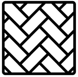Motif géométrique tissé en treillis noir et blanc à l'intérieur d'une bordure carrée arrondie