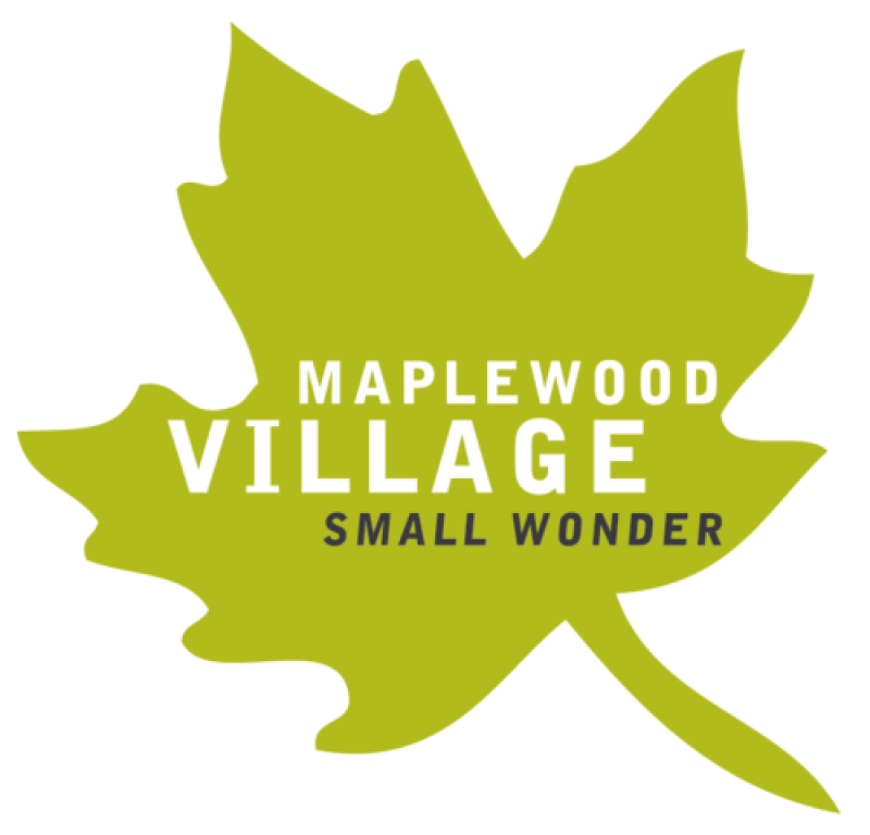 Green maple leaf logo with white text reading “Maplewood Village” and “Small Wonder”