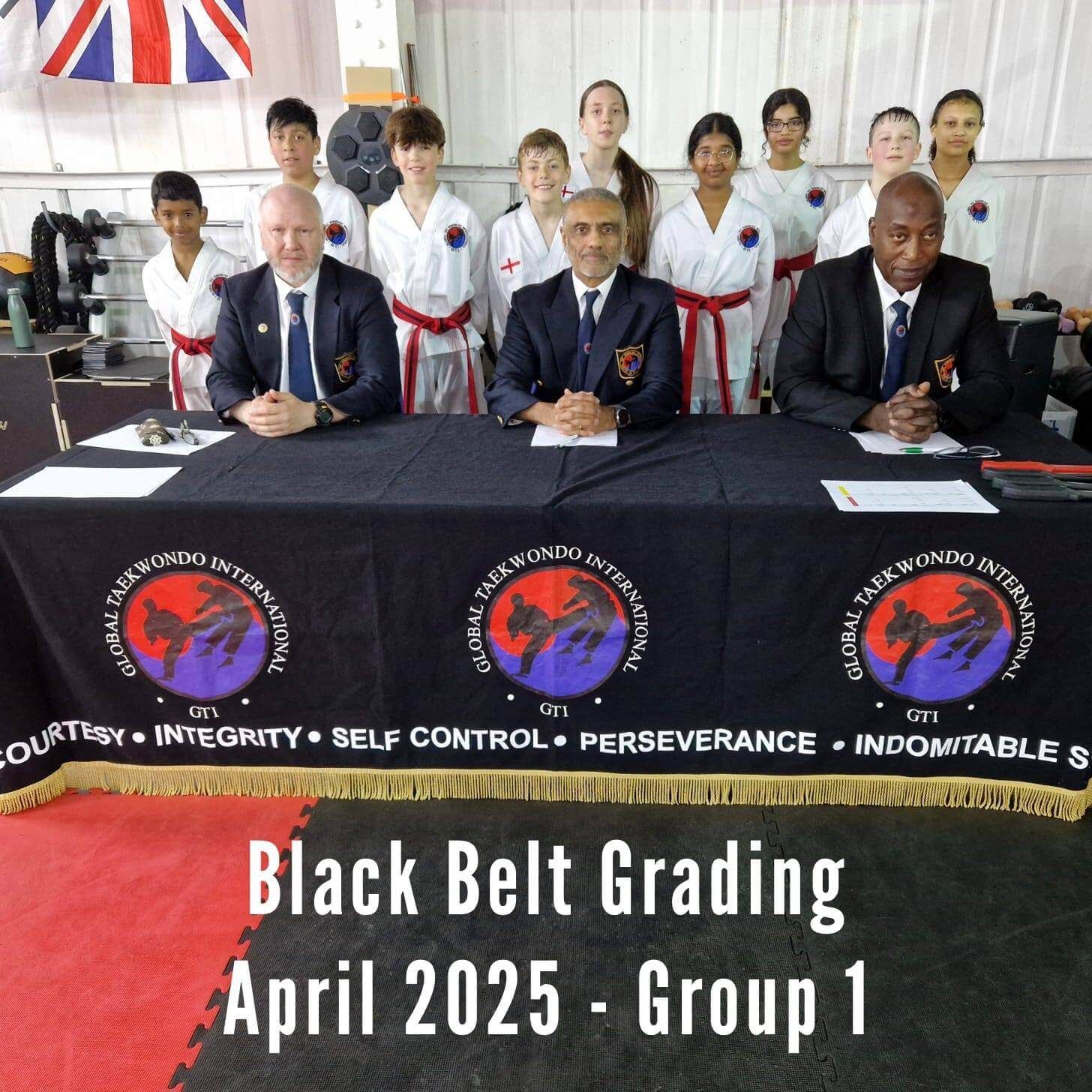 Image of dan grading panel and applicants 13th April 2025 - Group 1