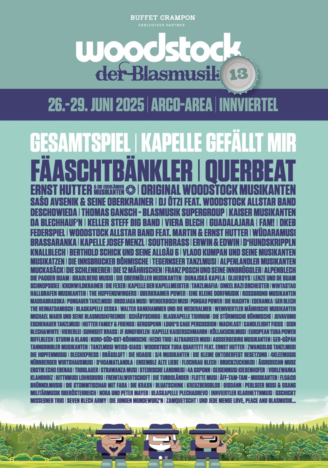 Das LineUp beim Woodstock der Blasmusik 2025