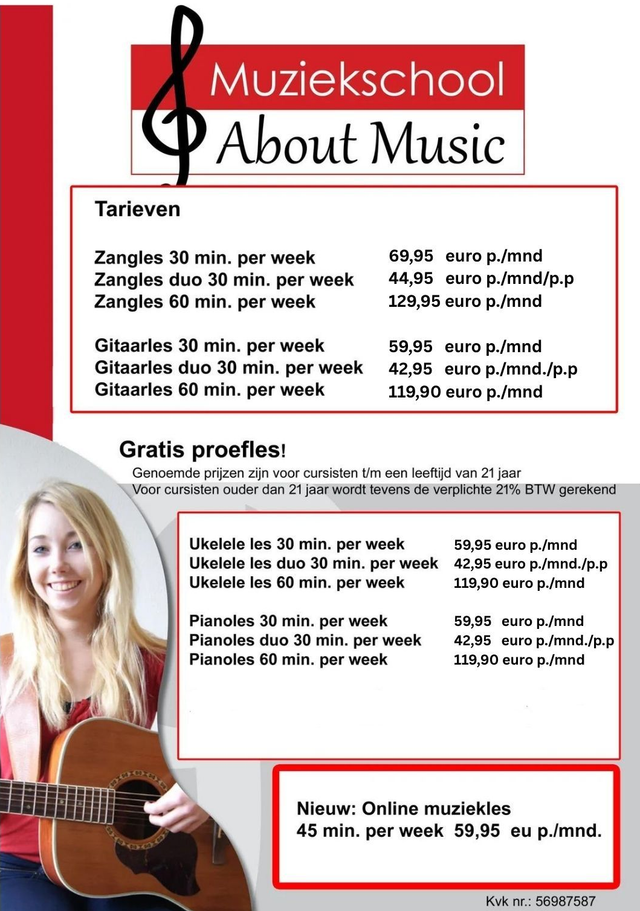 Muziekschool about music prijslijst