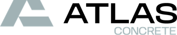 Atlas Concrete logo with a gray triangular shape and the word