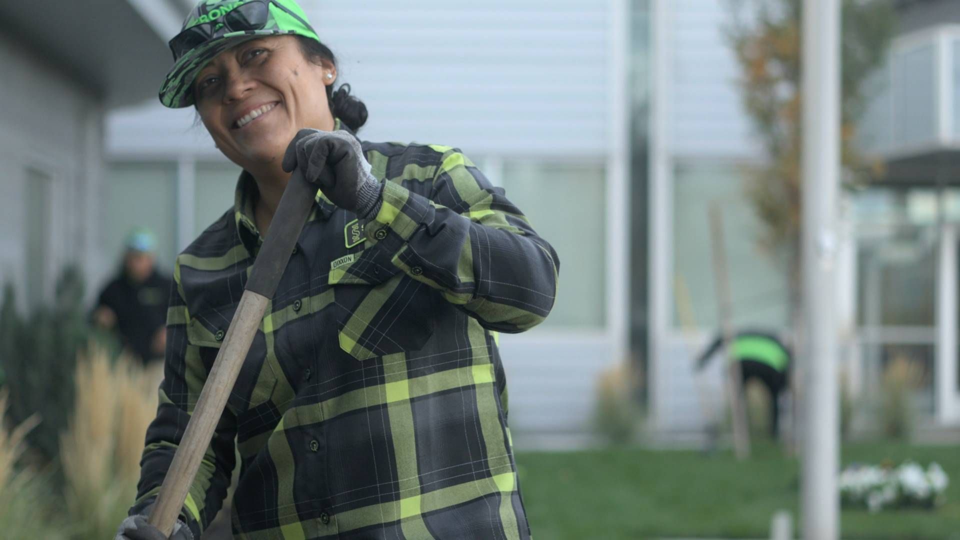 Office manager sharing a heartfelt testimonial about Strong Landscaping’s team and leadership.