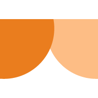 Two orange circles are sitting next to each other on a white background.