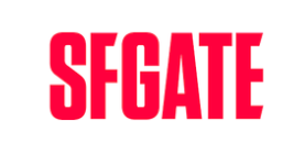 a red logo for sfgate on a white background