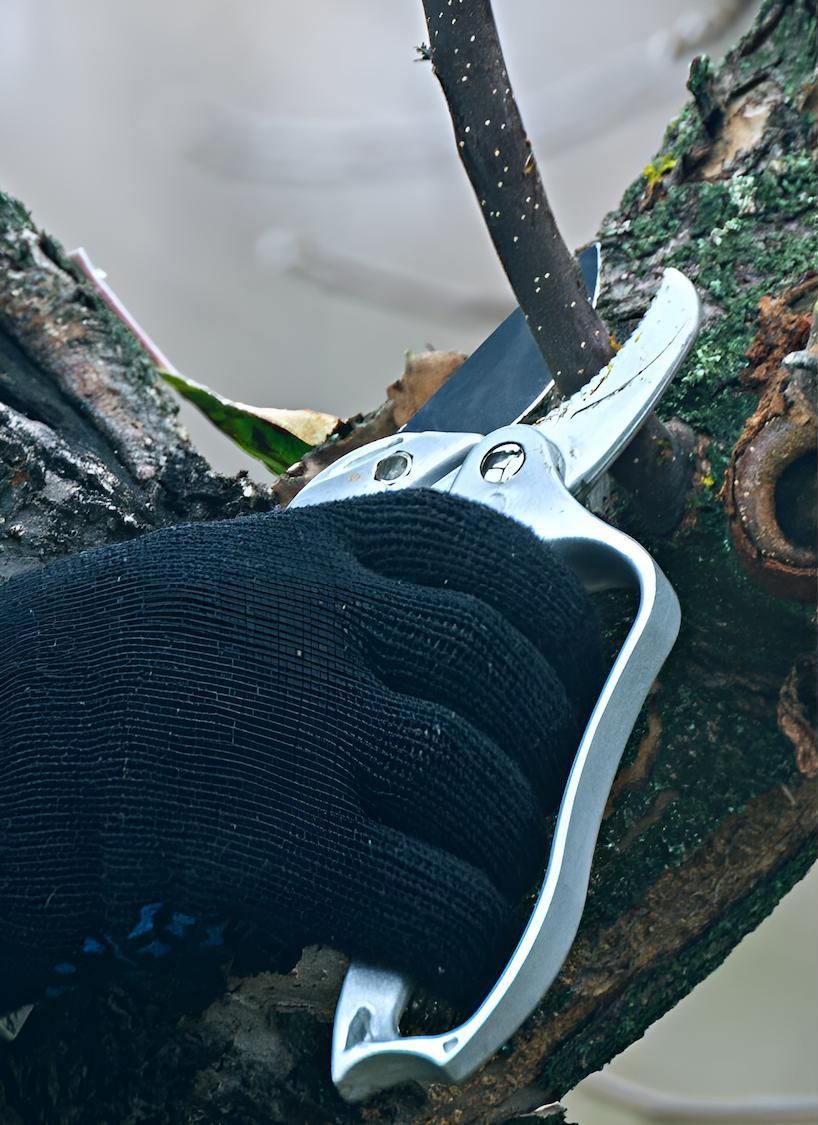 A Person Is Cutting A Tree Branch With A Pair Of Scissors — Out On A Limb Tree and Garden Care In Broulee, NSW