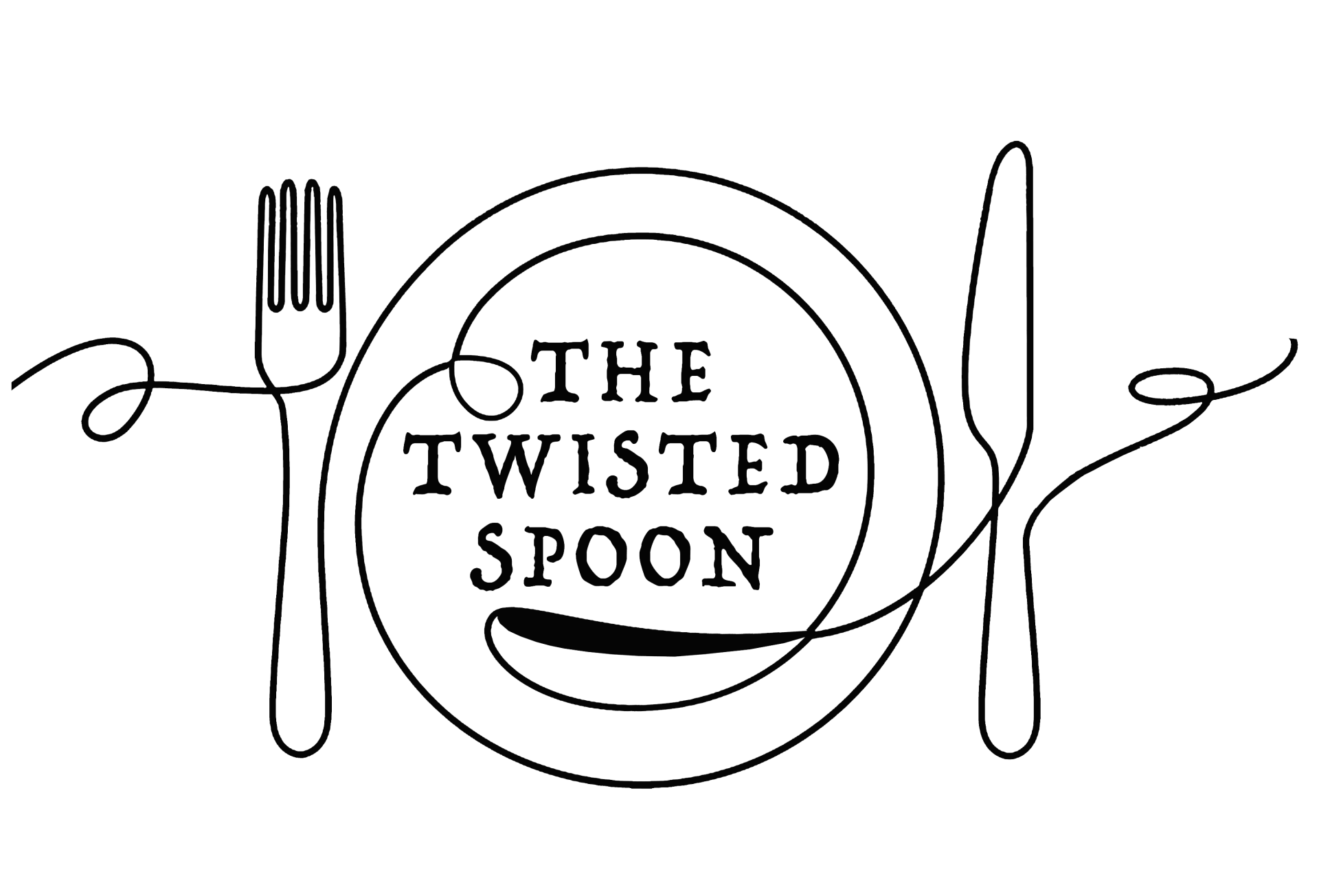 A black and white logo for the twisted spoon