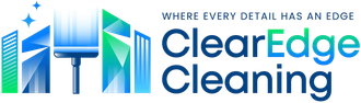 Company logo for ClearEdge Cleaning with a stylized cityscape icon and the text "Where Every Detail Has An Edge."