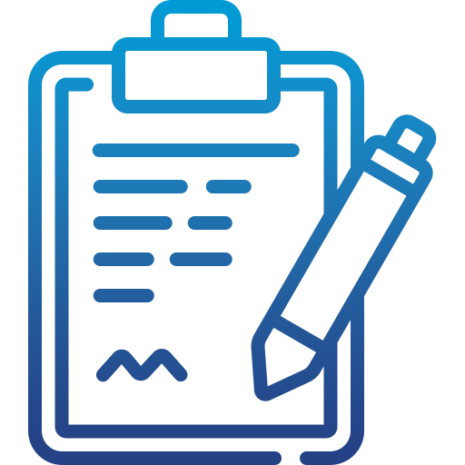 an icon of a clipboard with a pencil on it .