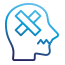 A silhouette of a person 's head with a bandage on it.
