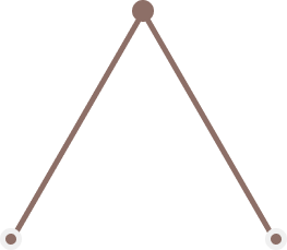 Brown inverted V shape with a dot at the top and small dots at both lower ends