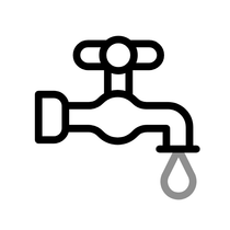 A faucet with a drop of water coming out of it.