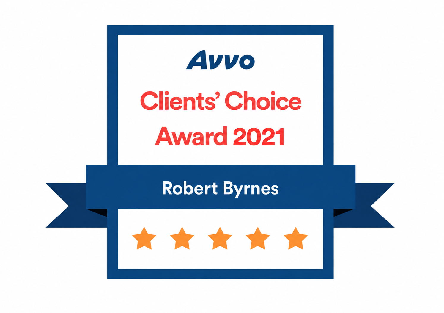 A badge that says avvo clients ' choice award 2021 Robert Byrnes