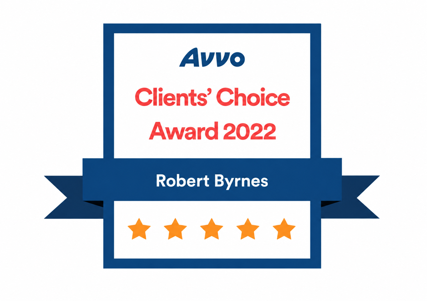 A badge that says avvo clients ' choice award 2022 Robert Byrnes