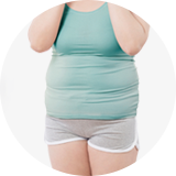 Illustration of obesity increasing leg vein pressure and varicose veins, LEDAS clinic Busan