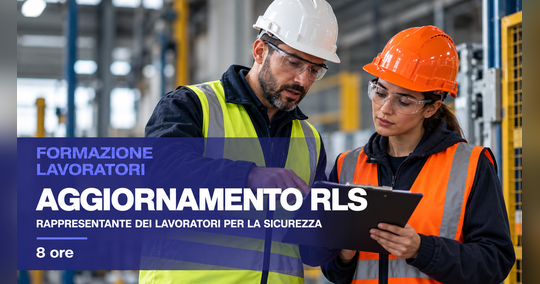 Due operai edili guardano le planimetrie. Testo: 