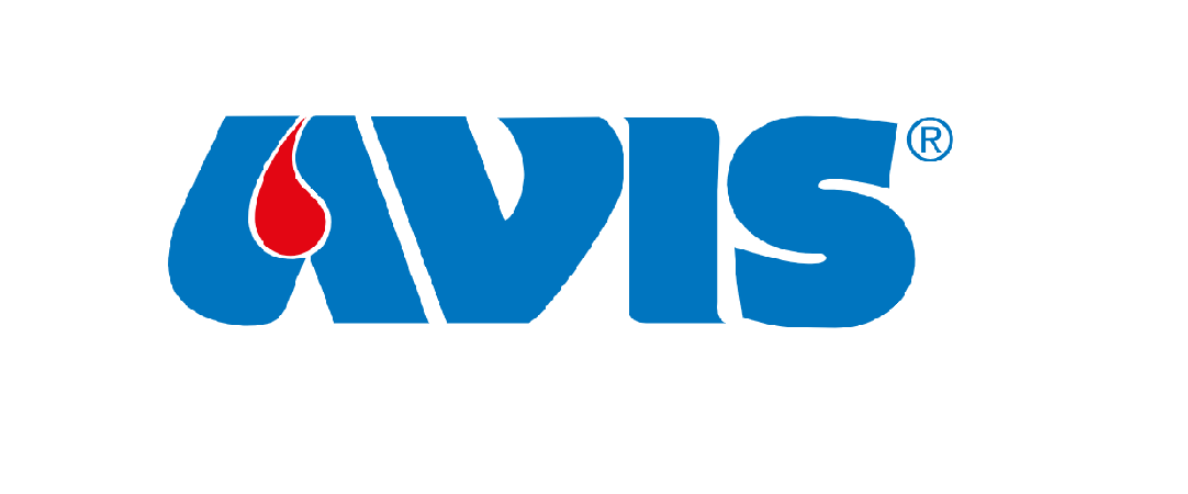 Logo Avis: lettere blu con una lacrima rossa e il simbolo di un marchio registrato.