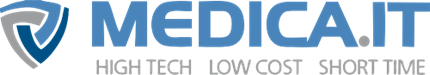 Logo per Medica.IT con l'icona di uno scudo e lo slogan