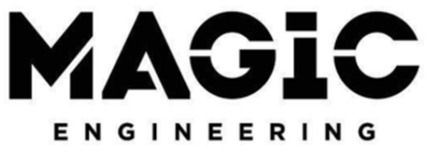 Logo per Magic Motorsport, testo nero su sfondo bianco. 