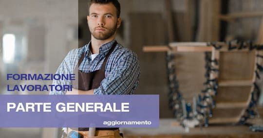 A man in workshop with text 