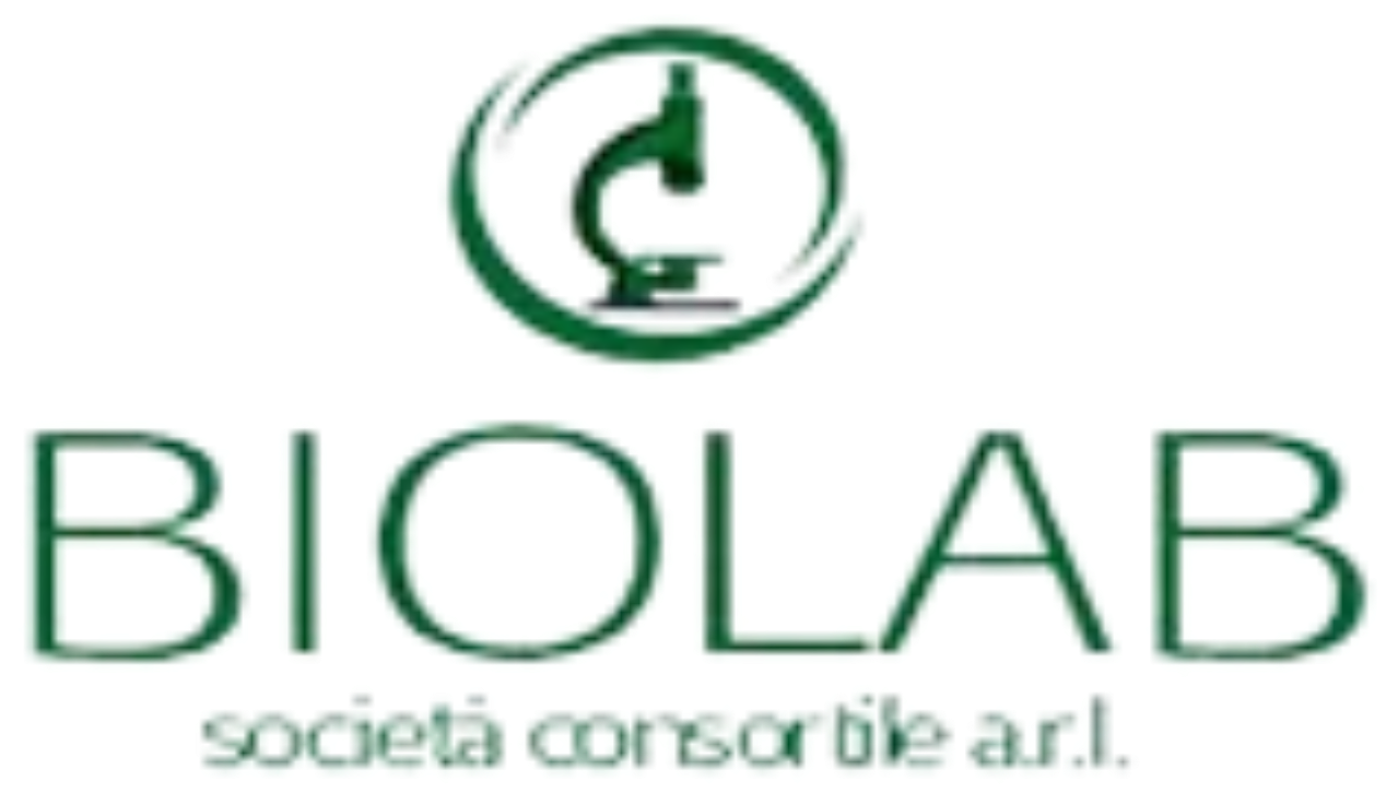 Logo di Biolab, un cerchio verde con un microscopio e