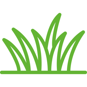 A silhouette of a green grass icon on a white background.