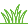 A silhouette of a green grass icon on a white background.