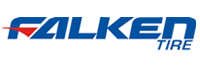 Falken tire logo in blue with a red arrow, and 