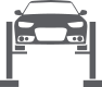 Car raised on a two-post auto lift for service or maintenance. | Dave's Automotive LLC