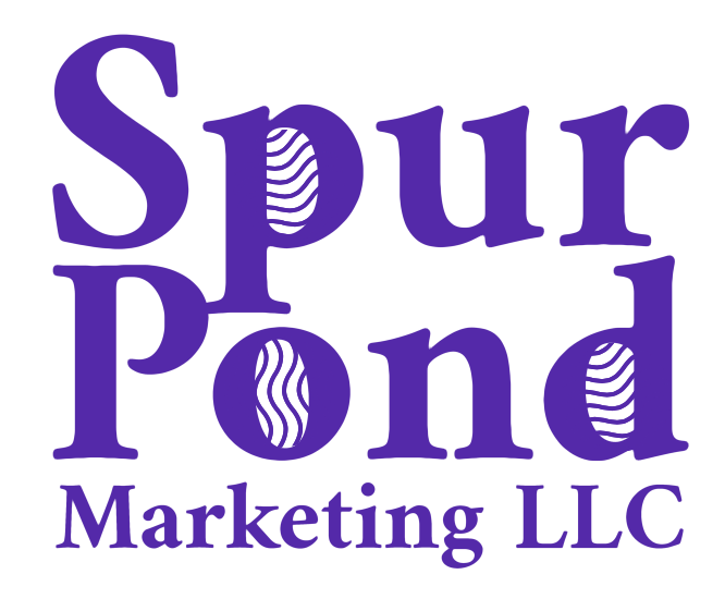 A purple logo for spur pond marketing llc