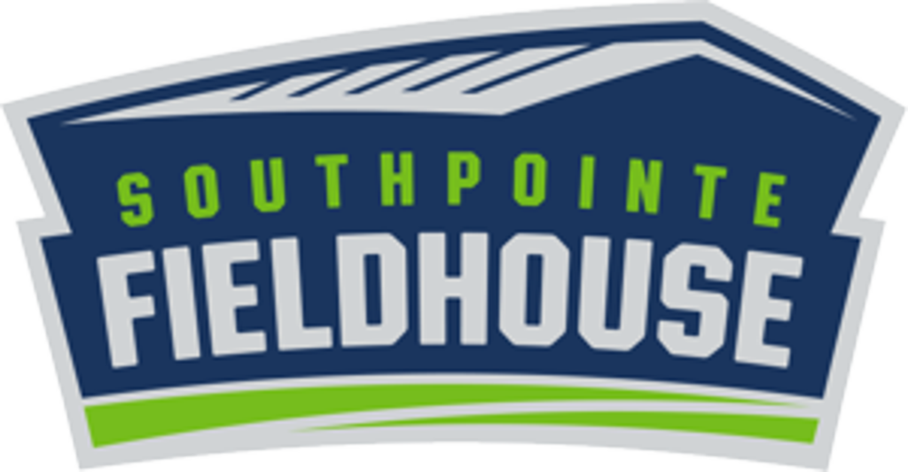 A blue and green logo for southpointe fieldhouse