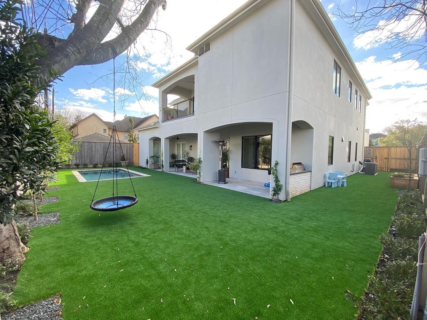 Backyard of a two-story house